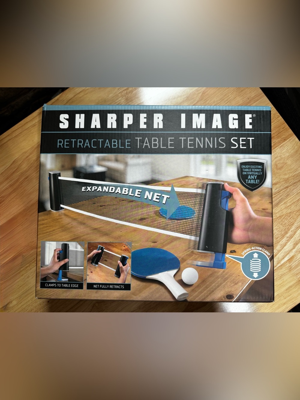 Sharper Image Retractable Table Tennis Set New Open Box Complete